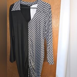 Half & Half Hounds Tooth Collard Dress